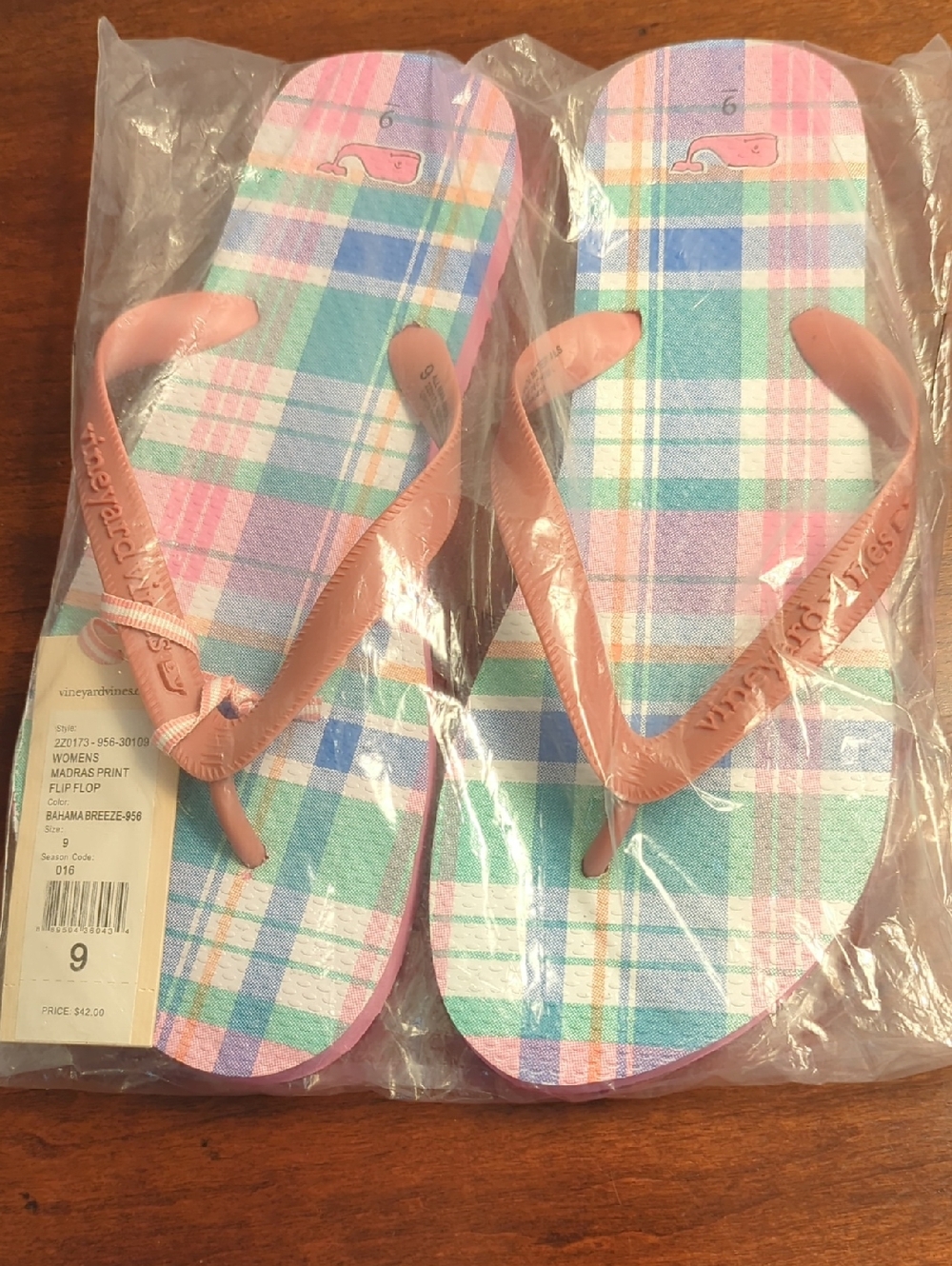 Vineyard Vines Madras Print Flip Flops